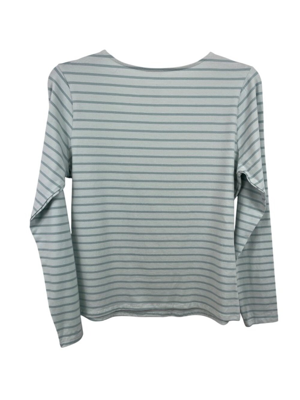 Ultra Flirt Essentials Womens 1X Long Sleeve Light Blue Striped Shirt - Picture 2 of 5